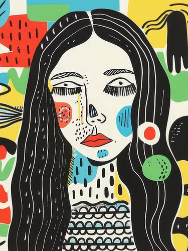 Girl With Long Hair Style Abstract