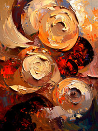 Moderne abstrakte Rosen in warmen Erdtönen und mit Impasto-Optik von Studio Pieternel