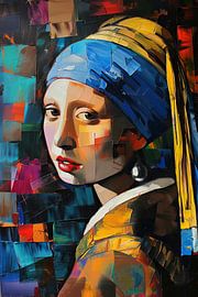 Geometric girl with the pearl earring by Poster Art Shop