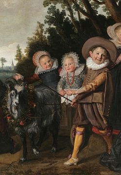 Drie kinderen van lakenhandelaar met een bokkenwagen, Frans Hals