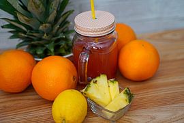 Tropical red lemonade in a glass