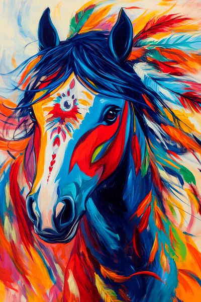 Colourful horse portrait full of life by Poster Art Shop