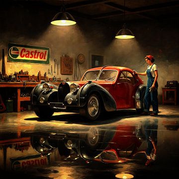 1938 Bugatti 57 C Atlantic in Vintage Garage van Jan Keteleer