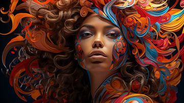 Porträt einer brasilianischen Frau mit Karnevalsmaske und Bodypainting von Animaflora PicsStock