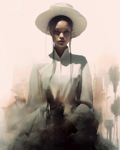 Modern portret in pasteltinten