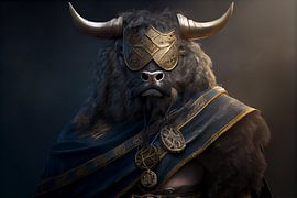 Scottish highlander portrait with a golden mask