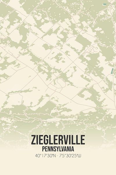Vintage map of Zieglerville (Pennsylvania), USA. by Prints of Place