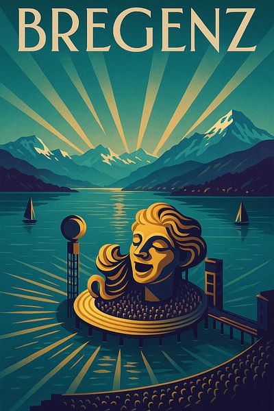 Bregenz Art Deco Poster - Bodensee-Eleganz von Travel Shop