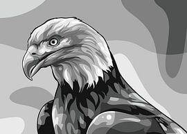 Landscape Eagle Vector Popart Grayscale