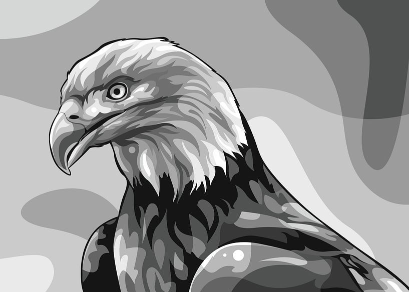 Landschaft Adler Vektor Popart Graustufen von Rizky Dwi Aprianda
