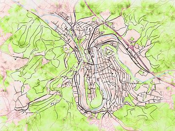 Kaart van Arnsberg in de stijl 'Soothing Spring' van Maporia