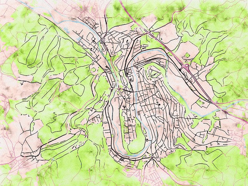 Carte de Arnsberg avec le style 'Soothing Spring' par Maporia