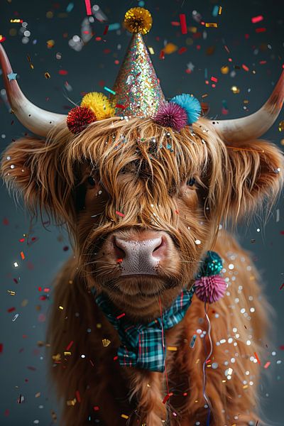 Lustiges Highland-Rind Party von Poster Art Shop
