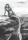 Zeemeermin kunstwerk in grijs tinten van Emiel de Lange thumbnail