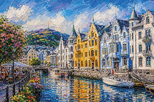 Ålesund in Noorwegen schilderij.