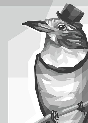 Papegaai in grijstinten