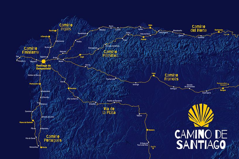 Camino de Santiago (carte) | Chemin de Saint-Jacques par ViaMapia