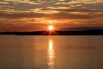 Zonsondergang in Nynäshamn, Zweden