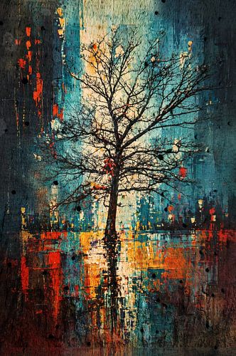 Boom in een explosie van kleuren