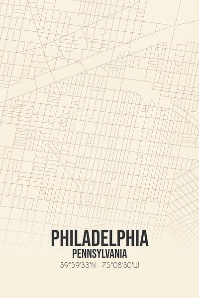 Carte ancienne de Philadelphie (Pennsylvanie), Etats-Unis. par Affiches de lieux