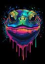 Kleurrijke schildpad in pop-artstijl met druppeleffect van Pixelbull Design thumbnail