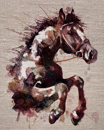 Springend paard in aquarel en Oost-indische inkt van MadameRuiz