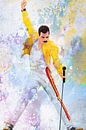 Freddie Mercury Wembley-Stadion Abstraktes Porträt von Art By Dominic Miniaturansicht