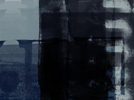 Abstrakte minimalistische Kunst in Schwarz und Blau. von Dina Dankers