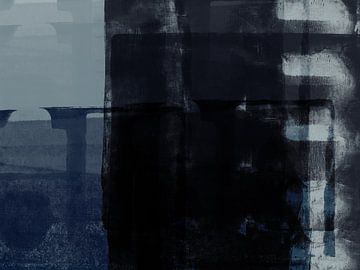 Abstract minimalist art in black and blue. by Dina Dankers