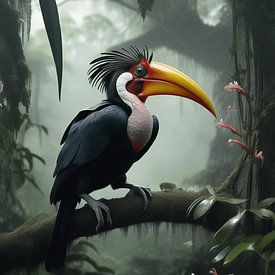 Hornbill in the rainforest by Wilfried van Dokkumburg
