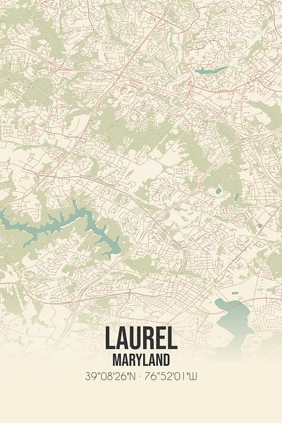 Vintage map of Laurel (Maryland), USA. by Prints of Place