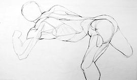 Lijnen tekening van een mens. van Therese Brals