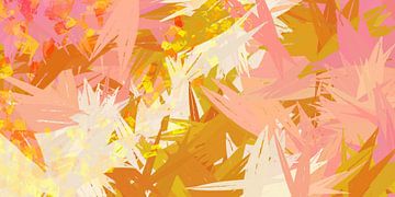 Une explosion de couleurs. Art botanique abstrait dans des couleurs néon rose, or, jaune. sur Dina Dankers