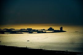 Sonnenuntergang über der Palmeninsel Jumeirah in Dubai von Edsard Keuning