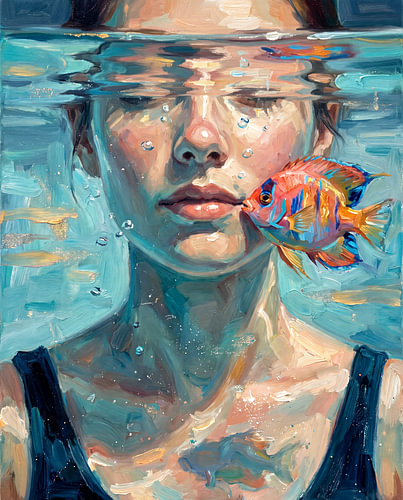 Der Kuss eines Fisches unter Wasser