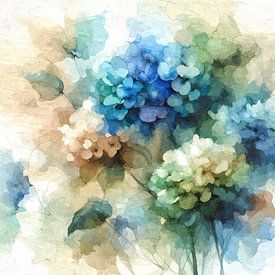 Florale Leichtigkeit in Blau von Sabine Wagner