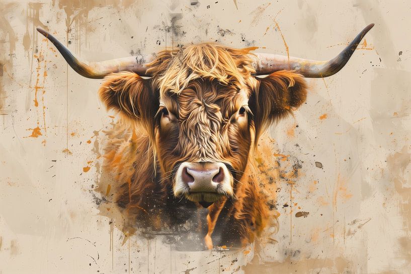 Powerful Gaze of the Scottish Highlander cow by Eva Lee