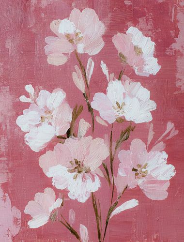 Softly in Bloom - Fleurs sur une toile rose