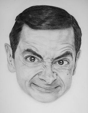 Mr. Bean in houtskool | zwart wit portret kunst