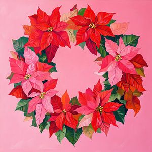 Festlicher Kranz aus roten Weihnachtssternen