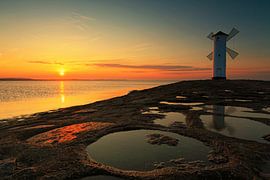 Phare du moulin sur la jetée ouest (Swinemündes/ Świnoujście) au coucher du soleil sur Frank Herrmann