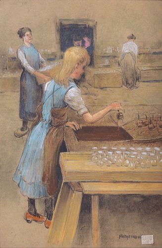 Herman Heijenbrock, Het dompelen van glazen in een asfaltbad, ca 1930