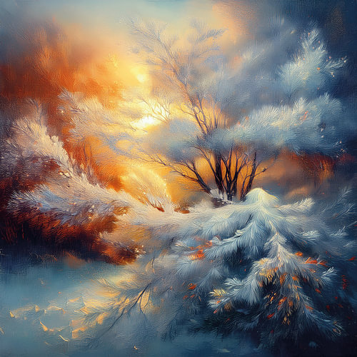 Prachtig wintertafereel in warme kleuren.