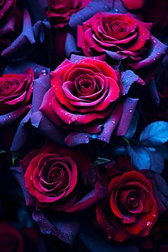 Blue pink roses by haroulita
