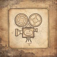 Old film projector, vintage art for filmmakers: actors, directors, cameramen