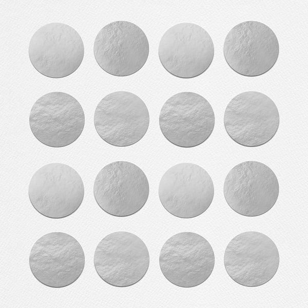 Abstracte geometrische vormen in zilver op wit van Dina Dankers