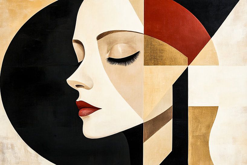 Abstract portret met geometrische vormen van Art & Soul Creations