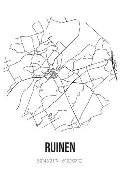 Ruinen (Drenthe) | Carte | Noir et Blanc sur Rezona