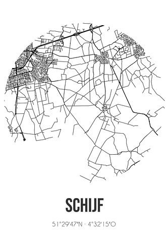 Schijf (Noord-Brabant) | Landkaart | Zwart-wit