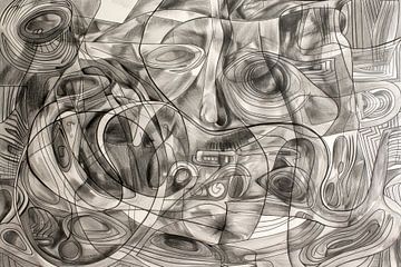 Abstract, tekening, expressionisme, surrealisme, monochroom van Peter Pen Tekeningen